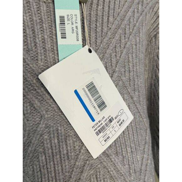Peter Millar NWT Chalet Textured Wool Blend Crewneck Sweater in Gray Size L - Picture 10 of 10